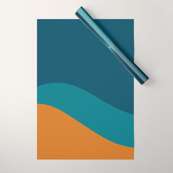 Moderna Bold Wave - Minimalism in Blue, Teal, and Orange Wrapping Paper Gallery Image 1