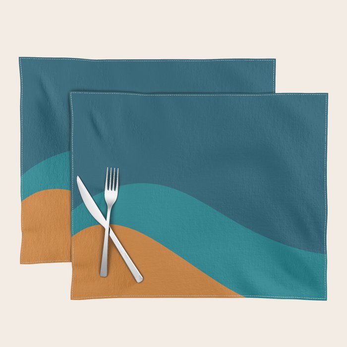 Moderna Bold Wave - Minimalism in Blue, Teal, and Orange Placemat Gallery Image 1