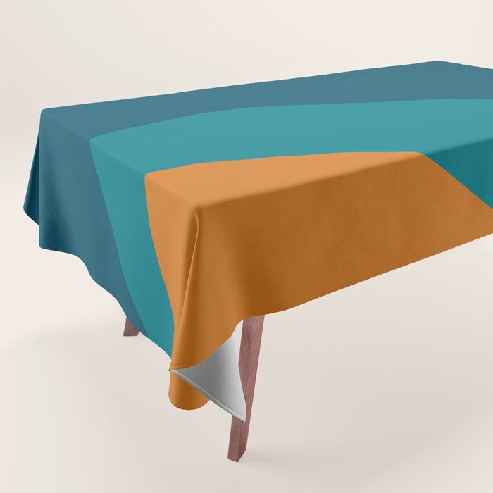 Moderna Bold Wave - Minimalism in Blue, Teal, and Orange Tablecloth Gallery Image 1