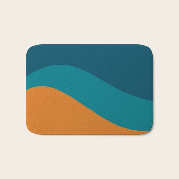 Moderna Bold Wave - Minimalism in Blue, Teal, and Orange Bath Mat Gallery Image 1