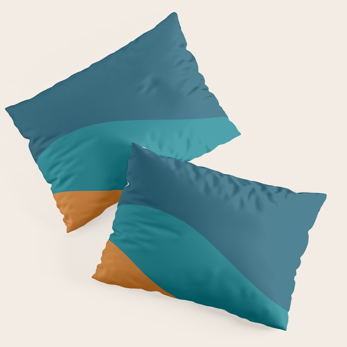 Moderna Bold Wave - Minimalism in Blue, Teal, and Orange Pillow Sham Gallery Image 3