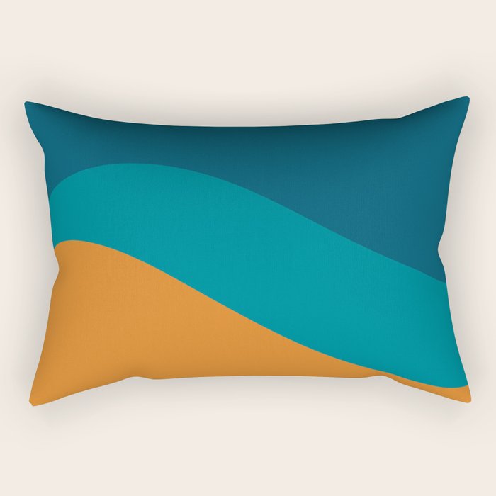 Moderna Bold Wave - Minimalism in Blue, Teal, and Orange Rectangular Pillow Gallery Image 2