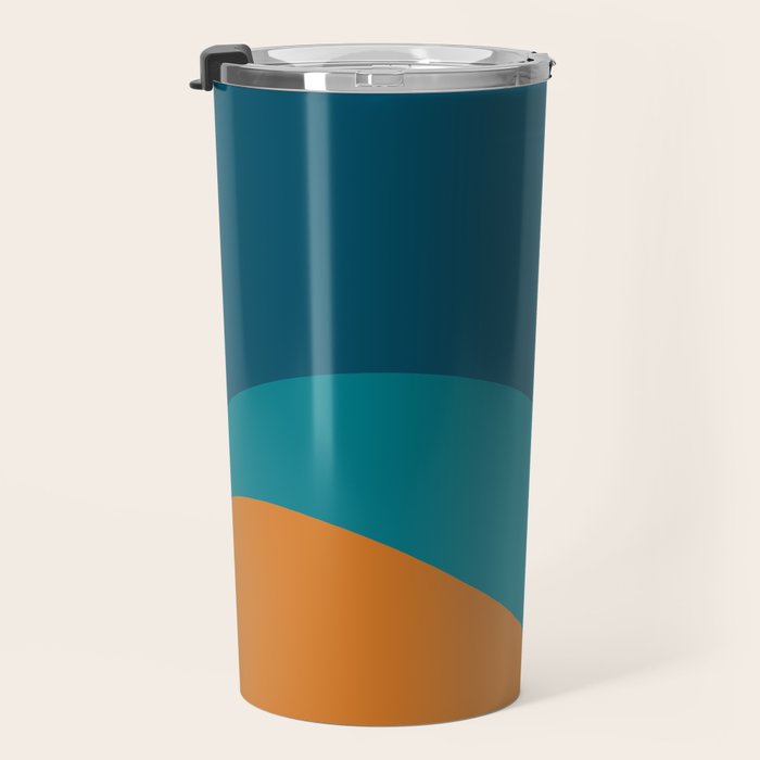 Moderna Bold Wave - Minimalism in Blue, Teal, and Orange Travel Mug Gallery Image 3