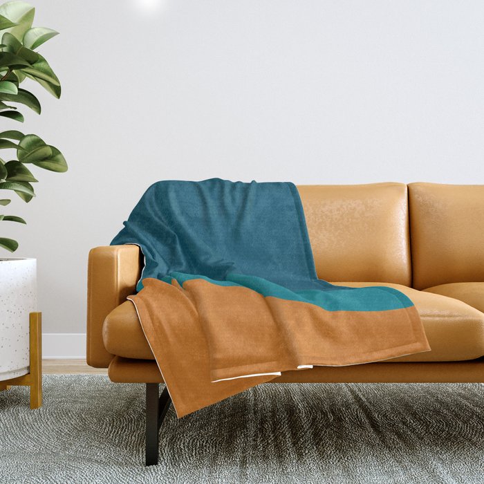 Moderna Bold Wave - Minimalism in Blue, Teal, and Orange Throw Blanket Gallery Image 1