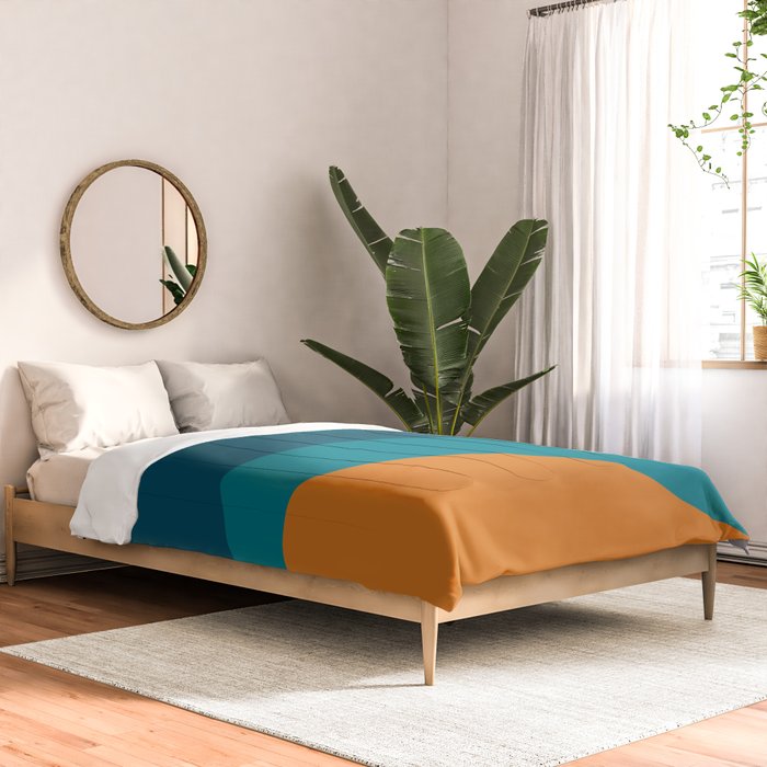 Moderna Bold Wave - Minimalism in Blue, Teal, and Orange Comforter Gallery Image 2