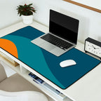 Moderna Bold Wave - Minimalism in Blue, Teal, and Orange Desk Mat Gallery Image 2