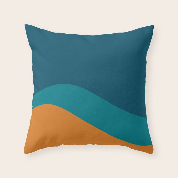 Moderna Bold Wave - Minimalism in Blue, Teal, and Orange Throw Pillow Gallery Image 6