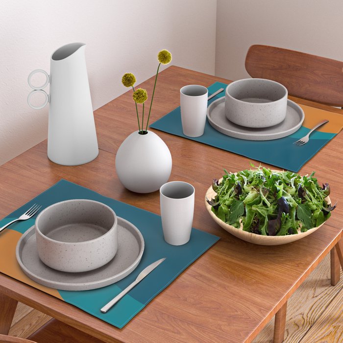 Moderna Bold Wave - Minimalism in Blue, Teal, and Orange Placemat Gallery Image 2