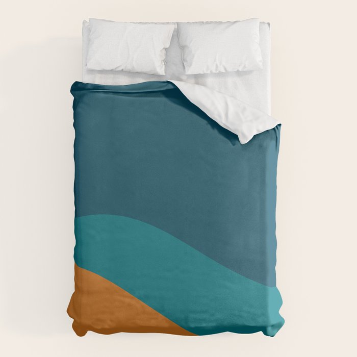 Moderna Bold Wave - Minimalism in Blue, Teal, and Orange Duvet Cover Gallery Image 6
