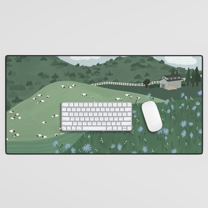 Countryside with Sheep Desk Mat Gallery Image 1
