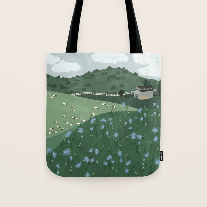 Countryside with Sheep Tote Bag Gallery Image 1