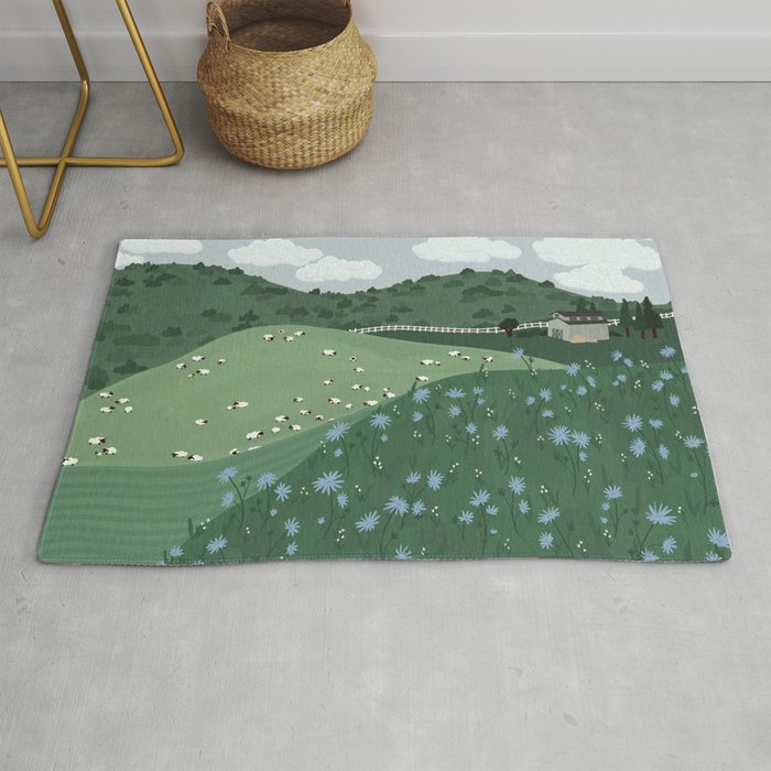 Countryside with Sheep Rug Gallery Image 1