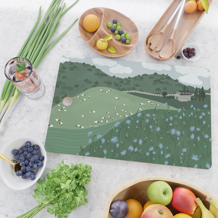Countryside with Sheep Cutting Board Gallery Image 2