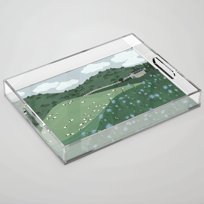 Countryside with Sheep Acrylic Tray Gallery Image 1