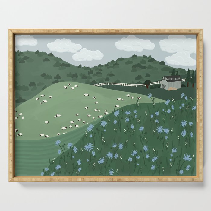 Countryside with Sheep Serving Tray Gallery Image 1
