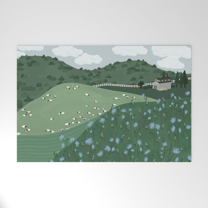 Countryside with Sheep Welcome Mat Gallery Image 1