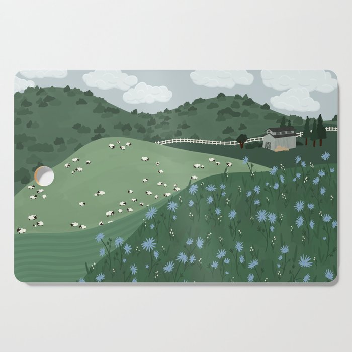 Countryside with Sheep Cutting Board Gallery Image 1