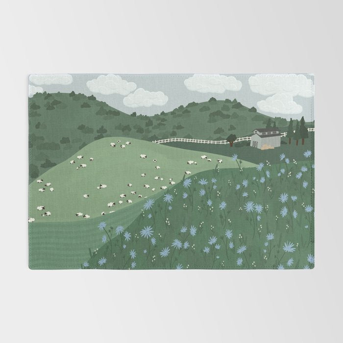 Countryside with Sheep Rug Gallery Image 2