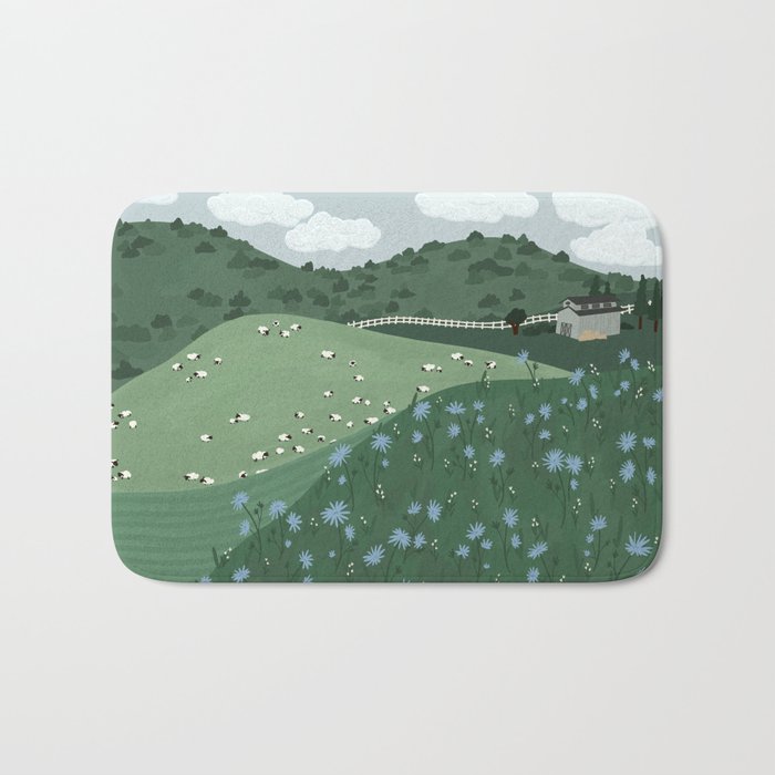 Countryside with Sheep Bath Mat Gallery Image 1