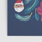 Mexican Christmas Tree // blue background blue pine leaves multicoloured holiday decorations pan dulce balls cacti hearts birds pom-pom garland pinatas santa claus conchas donuts Poster Gallery Image 3