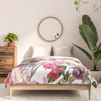Vintage & Shabby Chic Pink Cockatoo Tropical Flower Jungle Comforter Gallery Image 3