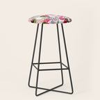 Vintage & Shabby Chic Pink Cockatoo Tropical Flower Jungle Stool Gallery Image 1
