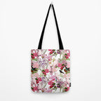 Vintage & Shabby Chic Pink Cockatoo Tropical Flower Jungle Tote Bag Gallery Image 2