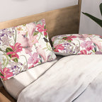 Vintage & Shabby Chic Pink Cockatoo Tropical Flower Jungle Pillow Sham Gallery Image 2
