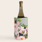 Floral Watercolor, Roses, Green and Pink Wine Chiller Gallery Image 1