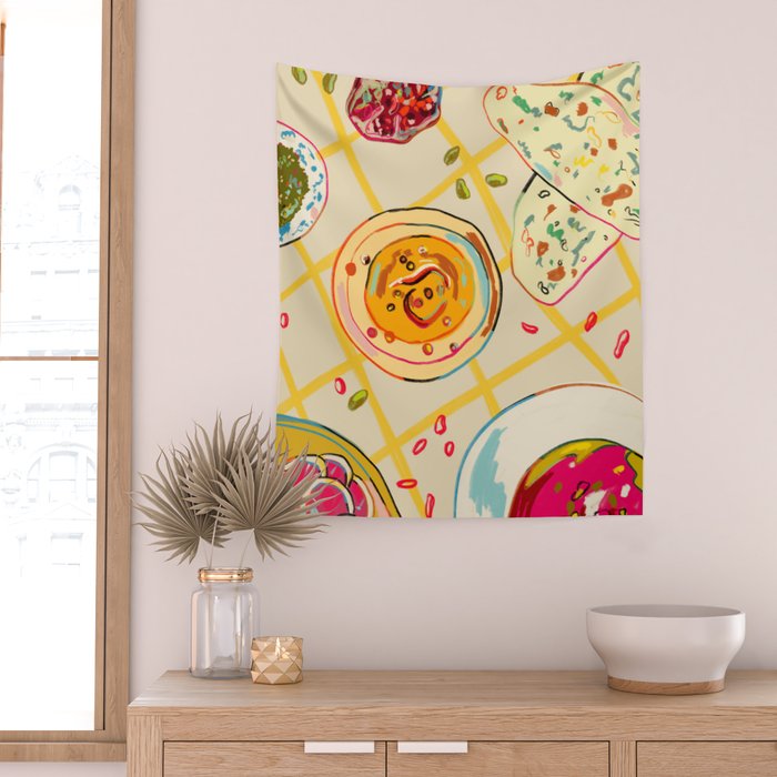 LEBANESE DINNER STILL LIFE Wall Tapestry Gallery Image 2