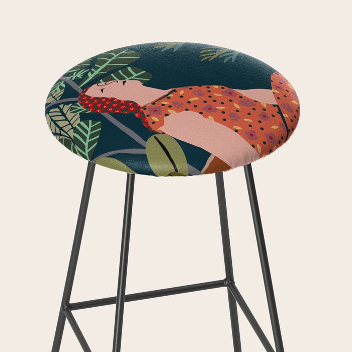 Inhale green  - jungle night at home Stool Gallery Image 2