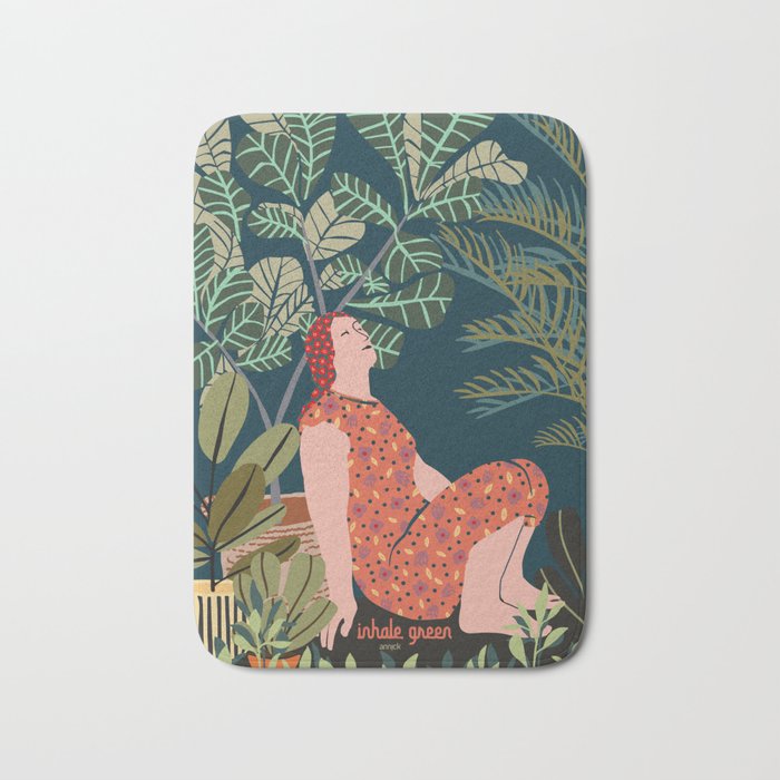 Inhale green  - jungle night at home Bath Mat Gallery Image 1