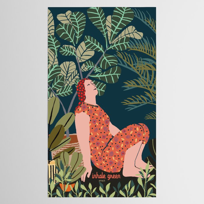 Inhale green  - jungle night at home Tablecloth Gallery Image 2