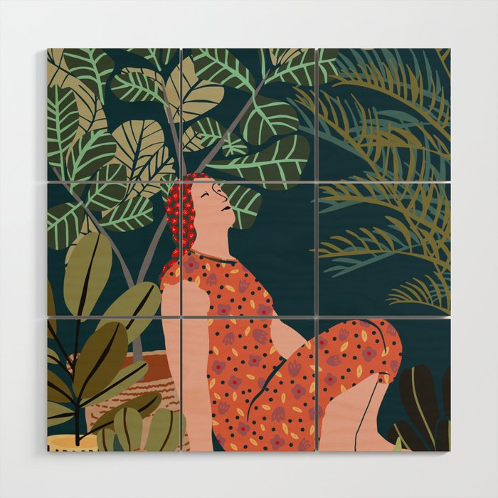 Inhale green  - jungle night at home Wood Wall Art Gallery Image 1