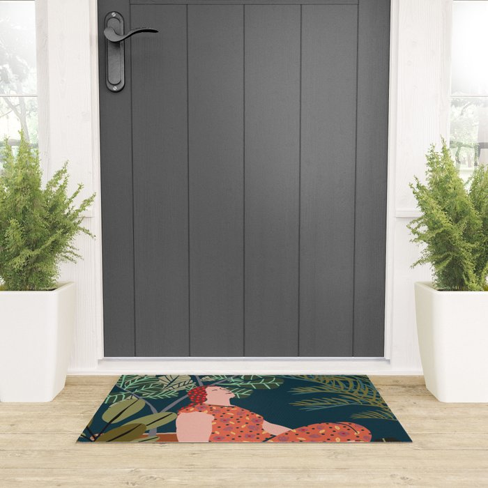 Inhale green  - jungle night at home Welcome Mat Gallery Image 3