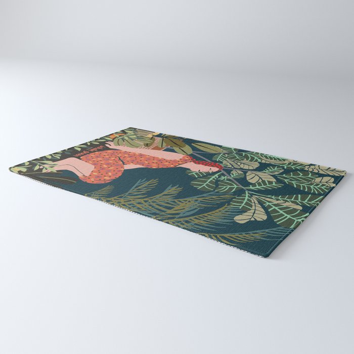 Inhale green  - jungle night at home Rug Gallery Image 3