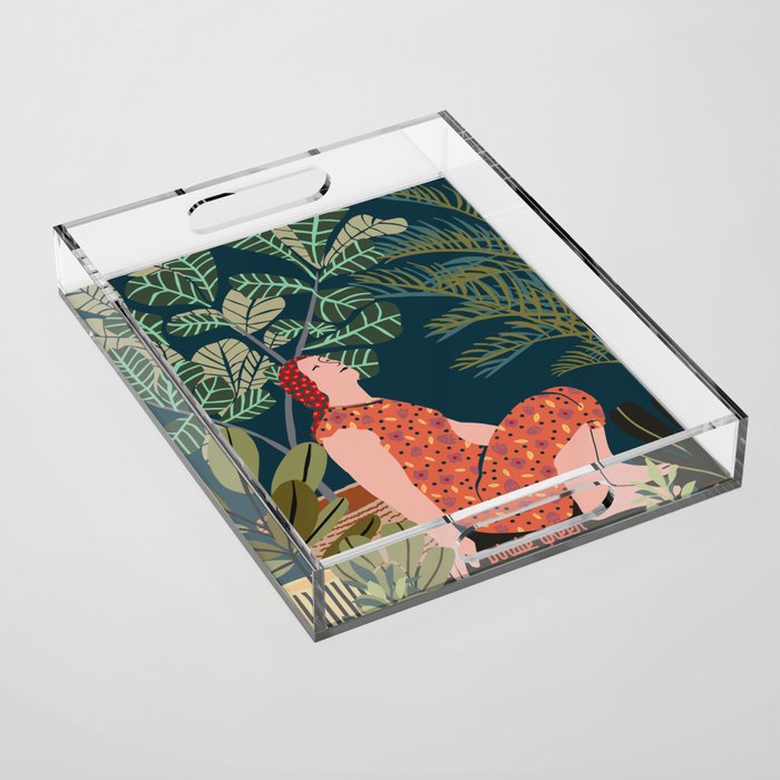 Inhale green  - jungle night at home Acrylic Tray Gallery Image 1
