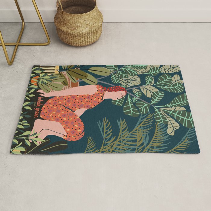 Inhale green  - jungle night at home Rug Gallery Image 1