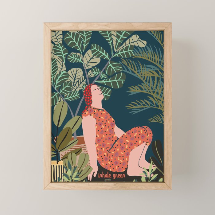 Inhale green  - jungle night at home Mini Art Print Gallery Image 1