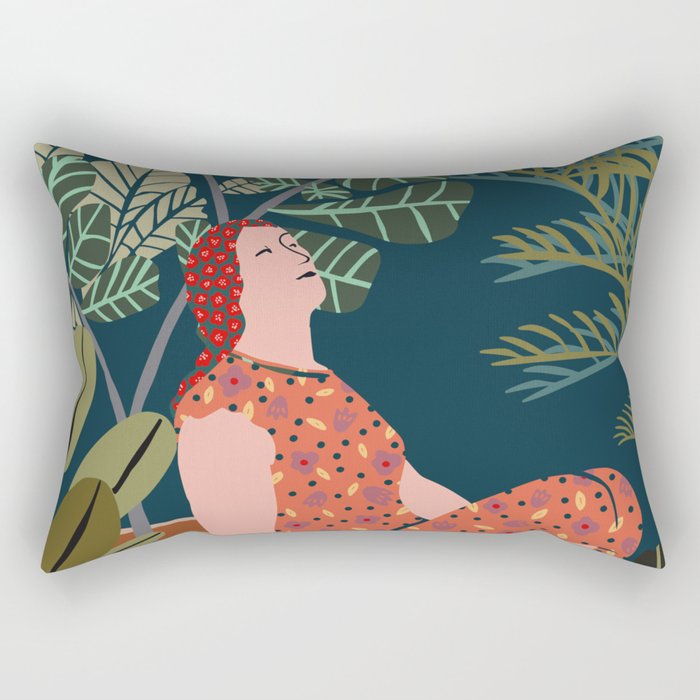 Inhale green  - jungle night at home Rectangular Pillow Gallery Image 2