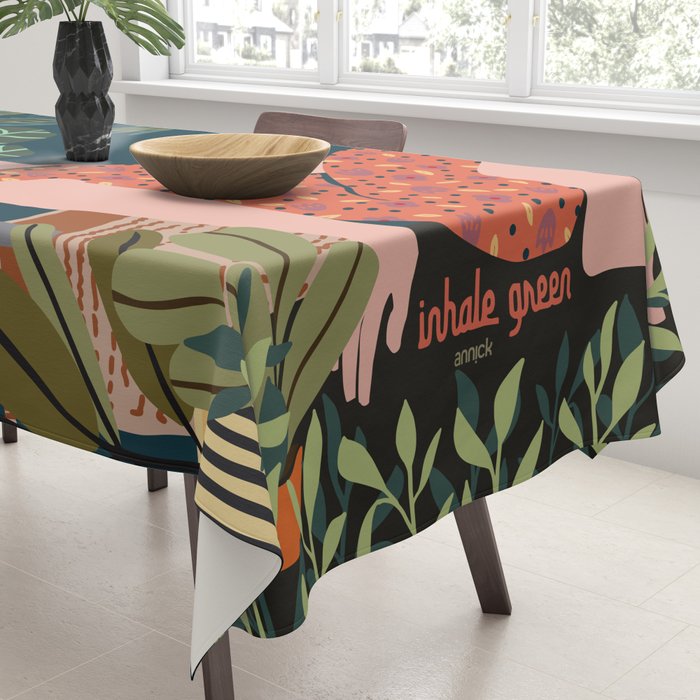 Inhale green  - jungle night at home Tablecloth Gallery Image 3