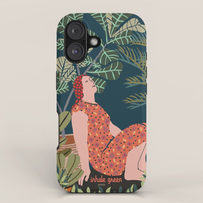 Inhale green  - jungle night at home iPhone Case Gallery Image 1