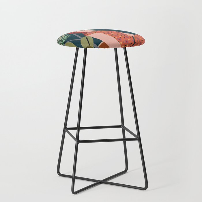 Inhale green  - jungle night at home Stool Gallery Image 1