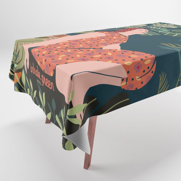 Inhale green  - jungle night at home Tablecloth Gallery Image 1