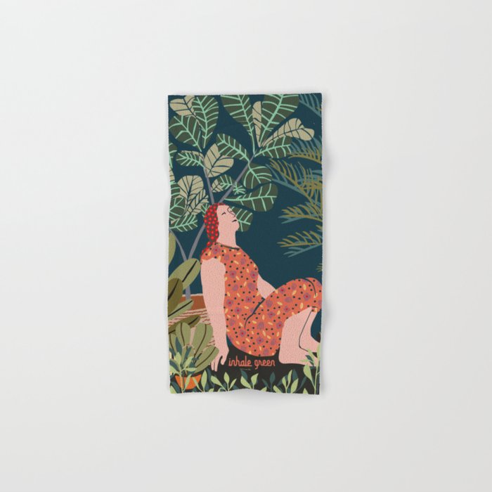 Inhale green  - jungle night at home Bath Towel Gallery Image 1