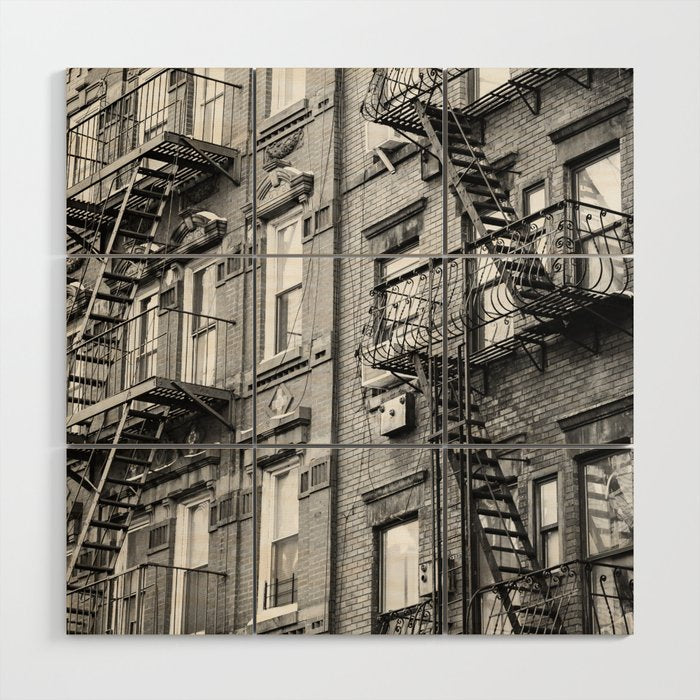 Architecture in NYC | Black and White Photography Wood Wall Art Gallery Image 1