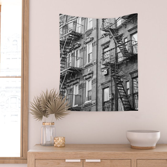 Architecture in NYC | Black and White Photography Wall Tapestry Gallery Image 2