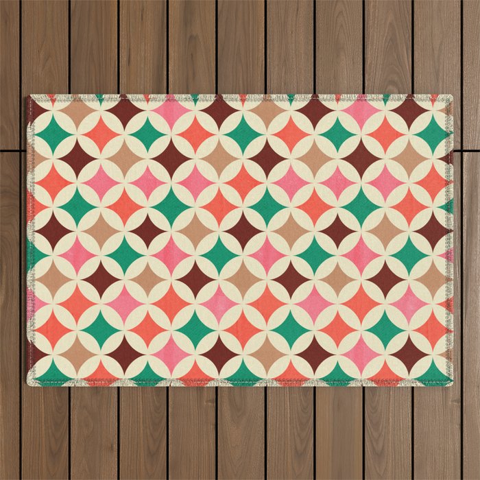 Bold and Cheerful Christmas Quilt: Starry Circles with Texture Outdoor Rug Gallery Image 1