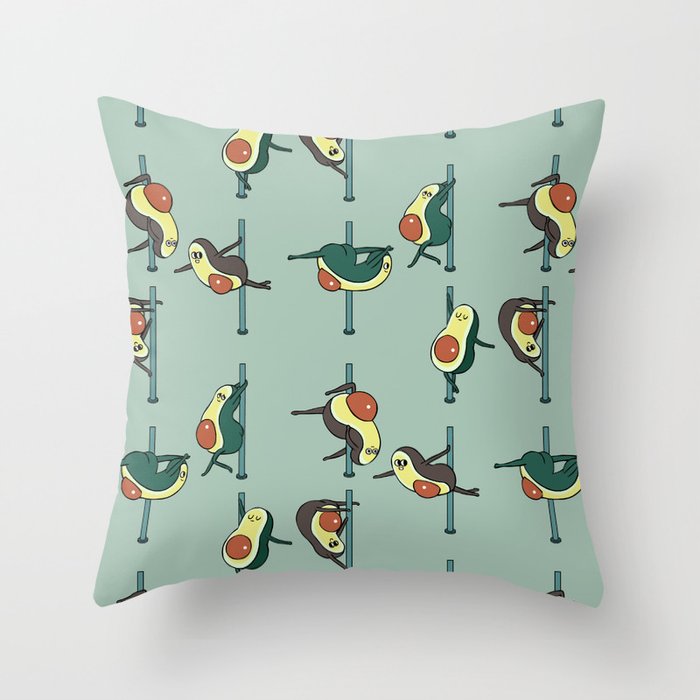 Avocados Pole Dancing Club Throw Pillow Gallery Image 1