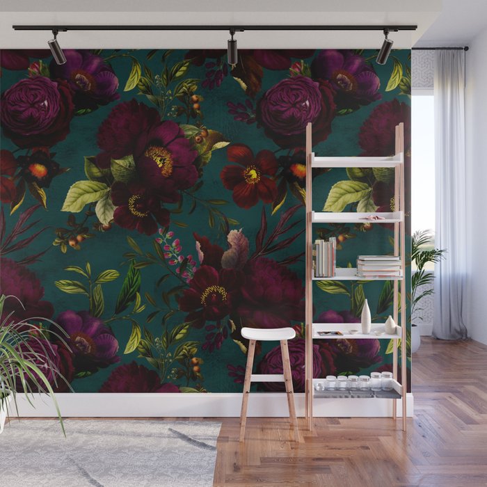 Before Midnight Vintage Flowers Garden Wall Mural Gallery Image 1